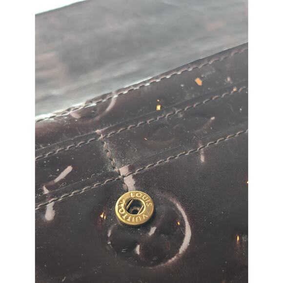 Auth Louis Vuitton Monogram Vernis Sarah Long Wallet Amarante Purple - Picture 6 of 10